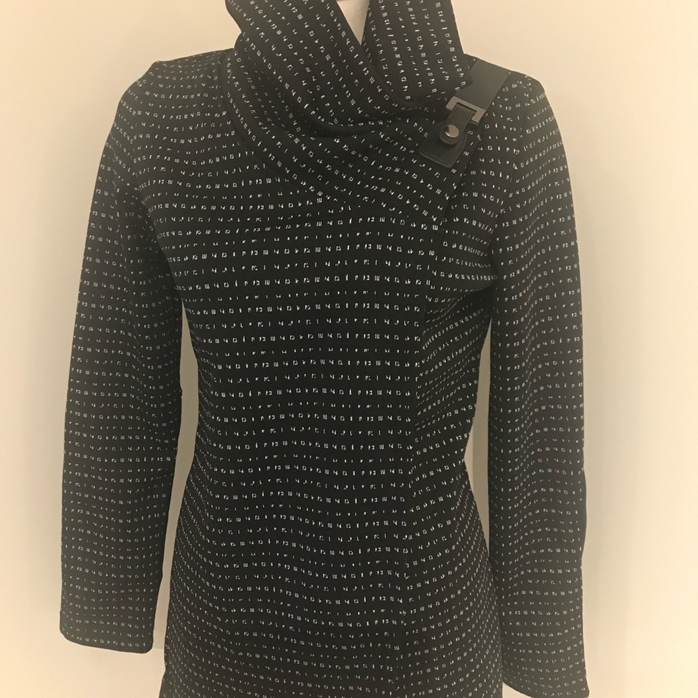 Stylish Black and White Women's Cowl Neck Sweater